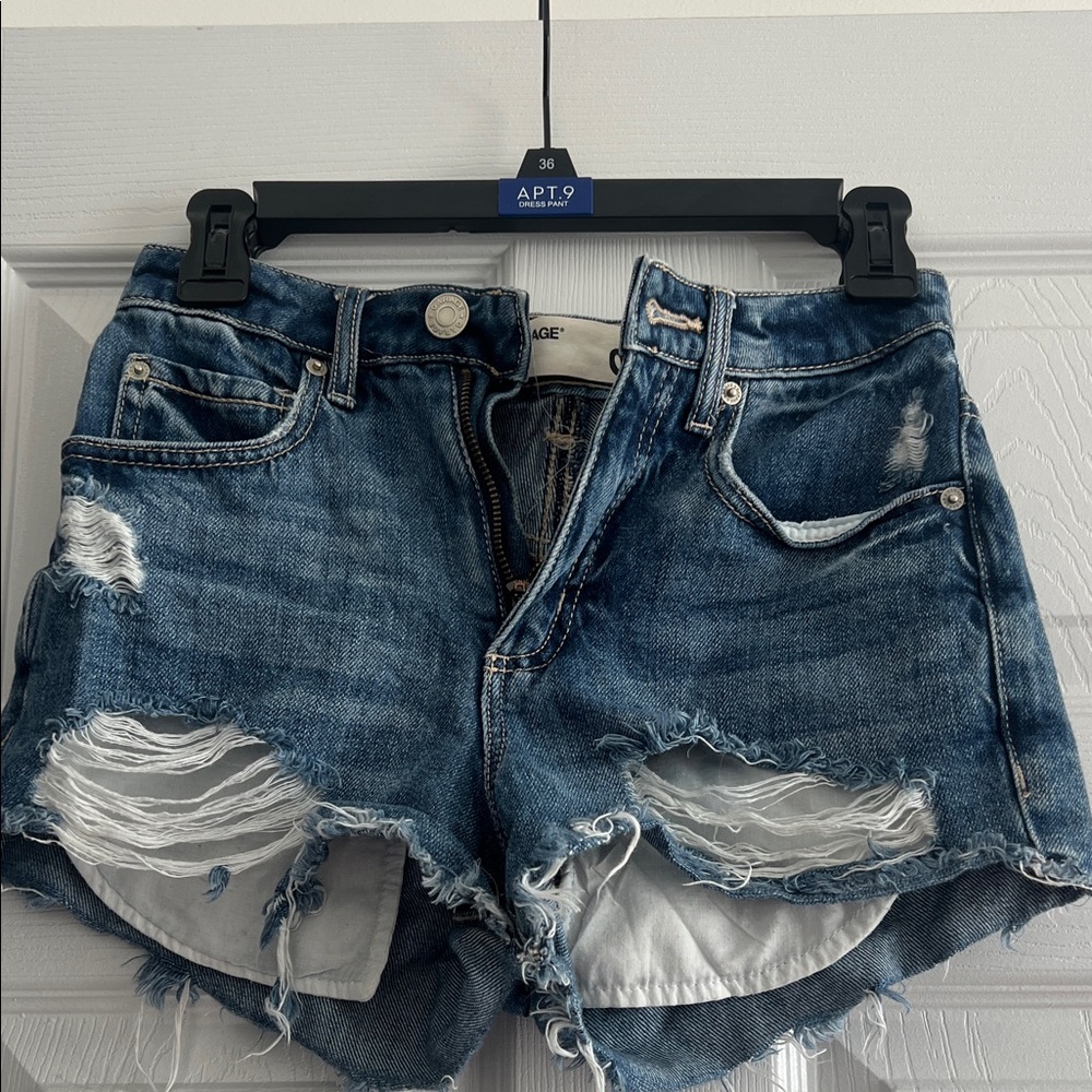Garage Blue Distressed Jean Shorts